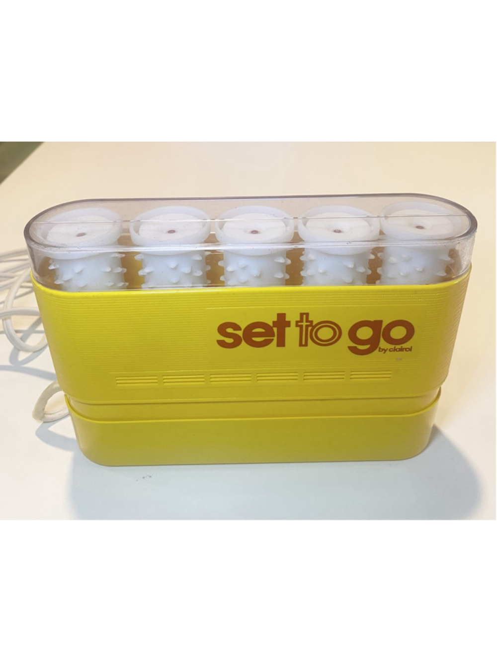 Vintage Clairol Set to Go K5-SC Travel Hot Rollers Curlers Yellow Missing 1 Clip
